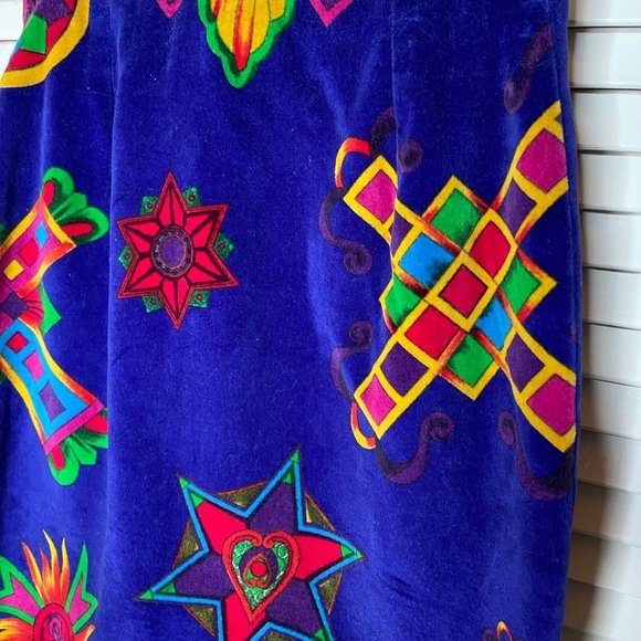 Vintage 80s VERSUS Gianni VERSACE Purple Velvet Baroque Print Pencil Skirt 38 XS - Picture 2 of 7